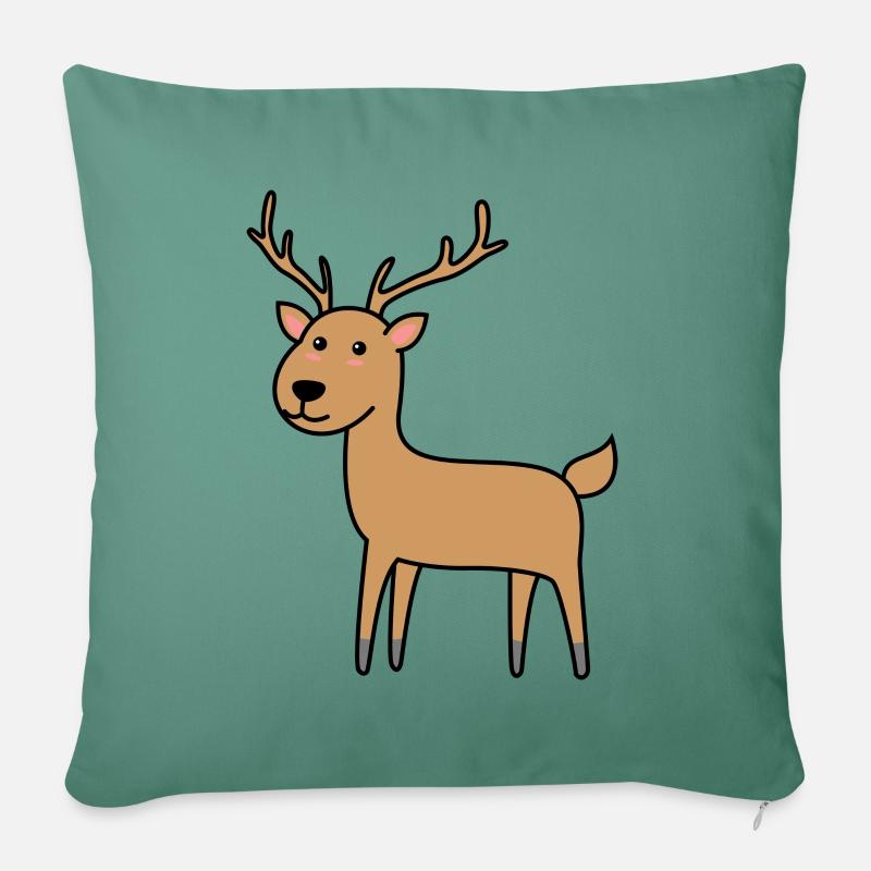 Hirsch Comic Tier - Sofakissen mit Füllung 45 x 45 cm - Tanngrün