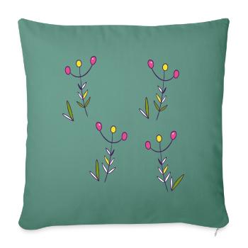 Fleurs égarées - Coussin et housse de 45 x 45 cm - vert sapin - Devant