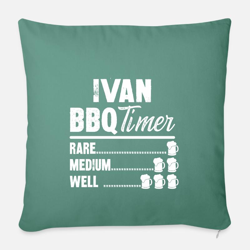 ivan bbq timer - Grill Gaver Øl Tshirt - Sofapude med fyld 45 x 45 cm - grangrøn