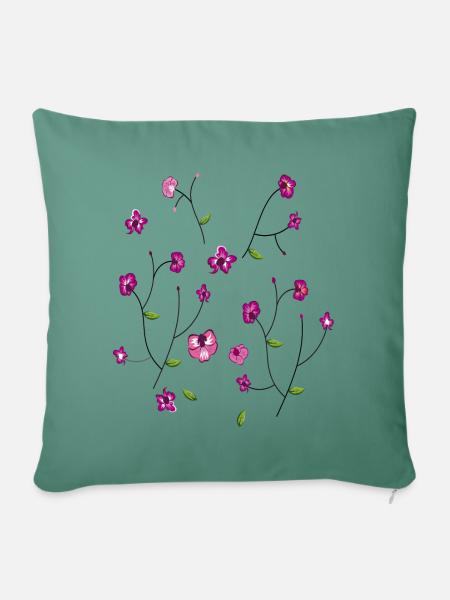 Blumenwiese - Sofakissen mit Füllung 45 x 45 cm - Tanngrün