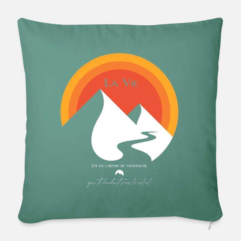 Life is a mountain path - Sofa pillow with filling 45cm x 45cm - cypress green