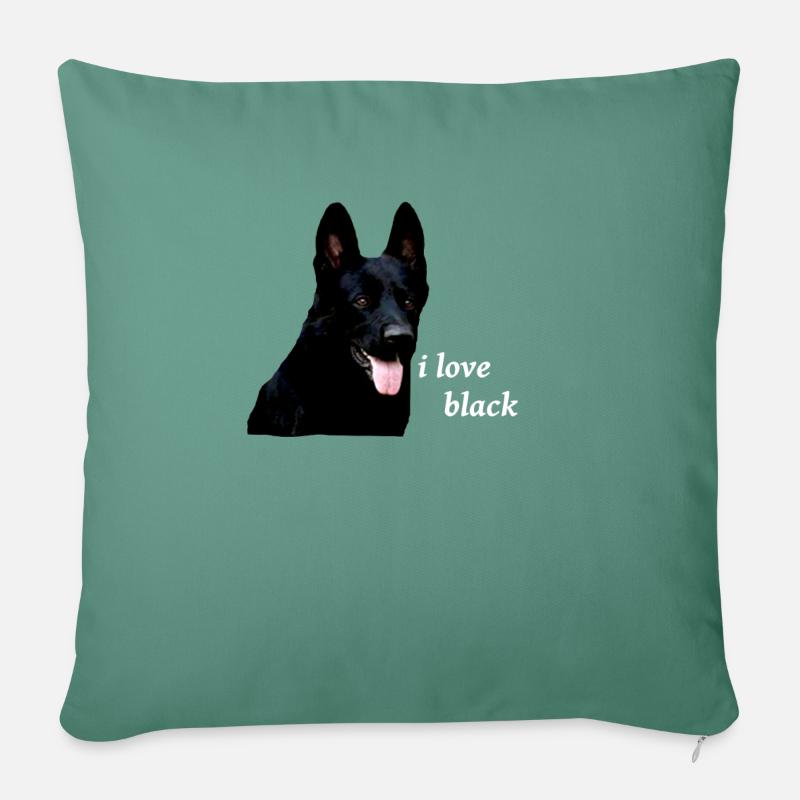 Schäferhund Deutscher Schäferhund schwarzer Hund - Sofakissen mit Füllung 45 x 45 cm - Tanngrün