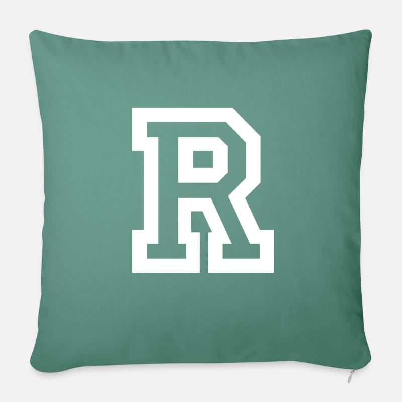 Letter R - Sofa pillow with filling 45cm x 45cm - cypress green