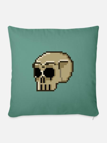 Pixel-Schädel - Sofakissen mit Füllung 45 x 45 cm - Tanngrün