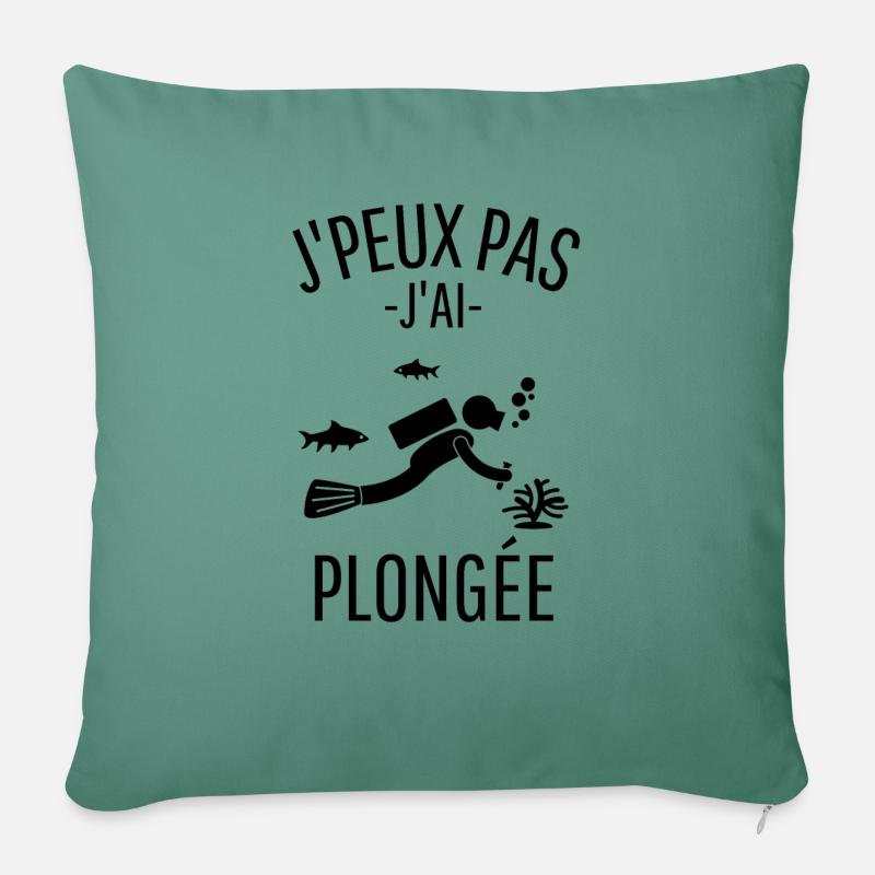 Humour plongée Plongeur plongeuse - Coussin et housse de 45 x 45 cm - vert sapin