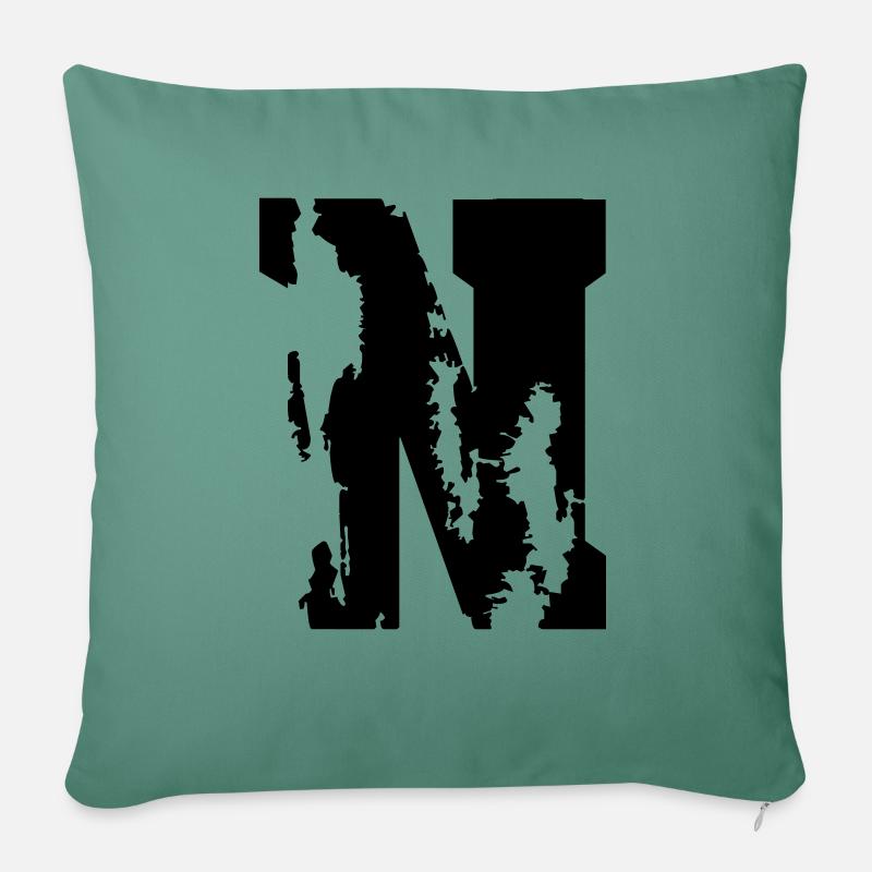 N - Buchstabe - Sofakissen mit Füllung 45 x 45 cm - Tanngrün