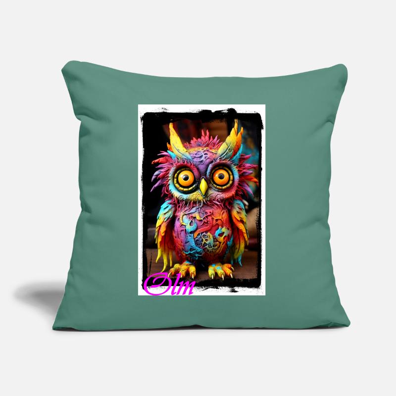 Bunte Fantasiewelt Eulenfigur Puppe Textil Märchen Sofakissen mit Füllung 45 x 45 cm
