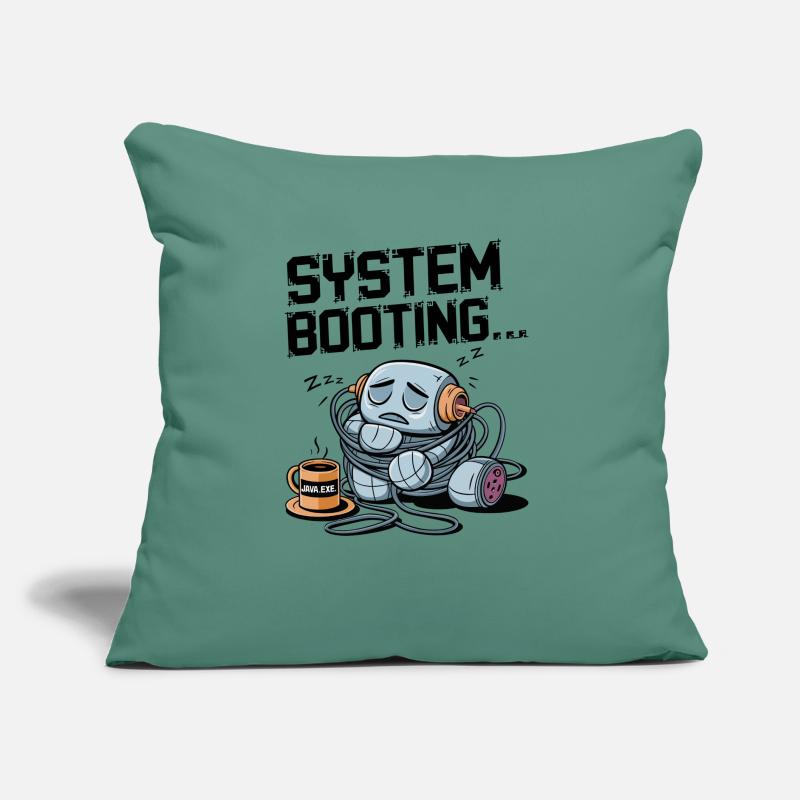 Sleepy Robot Booting avec du café Java.exe - Drôle Coussin et housse de 45 x 45 cm