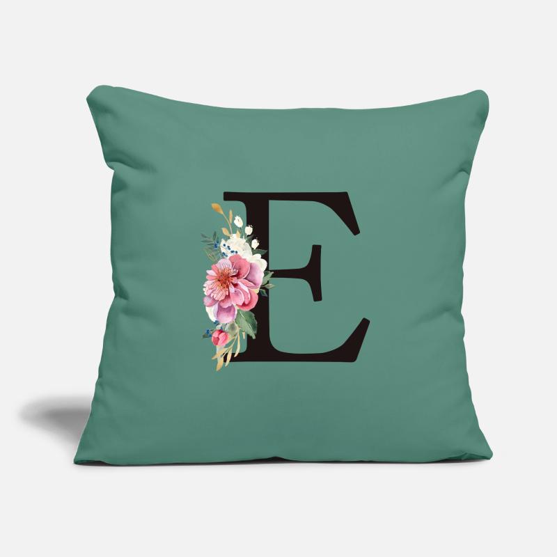 Customizable Monogram E Floral Pink White Sofa pillow with filling 45cm x 45cm