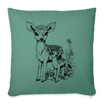Deer with fawn - Sofa pillow with filling 45cm x 45cm - cypress green - Front