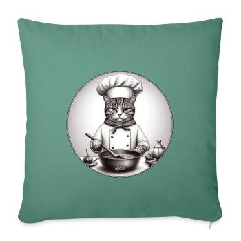 Cat Cook - Sofa pillow with filling 45cm x 45cm - cypress green - Front
