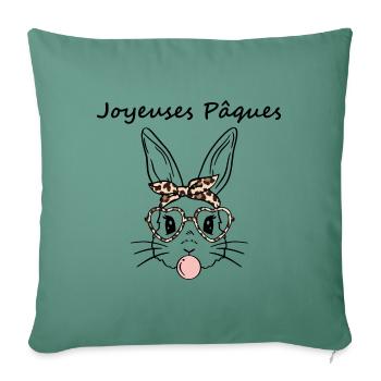 Joyeuses paques avec un petit lapin - Coussin et housse de 45 x 45 cm - vert sapin - Devant