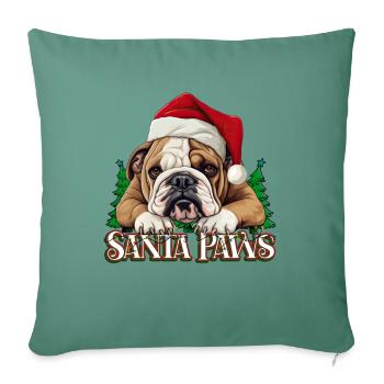 Santa Paws Funny Christmas English Bulldog - Sofa pillow with filling 45cm x 45cm - cypress green - Front