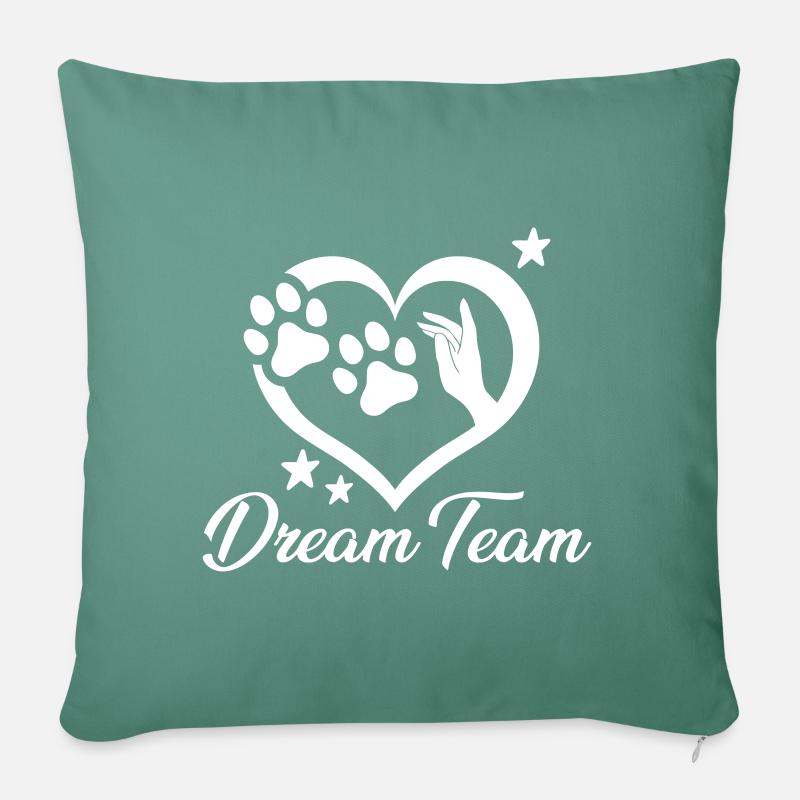 Dream Team: Ihr und Eure Hunde! - Sofakissen mit Füllung 45 x 45 cm - Tanngrün