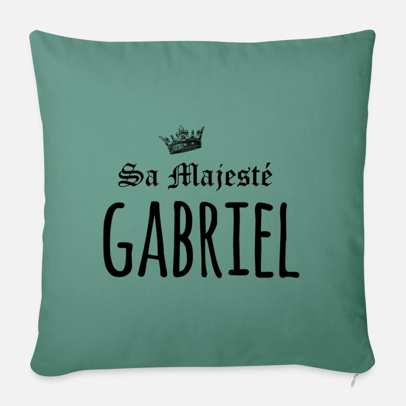 Sa majesté Gabriel - Coussin et housse de 45 x 45 cm - vert sapin