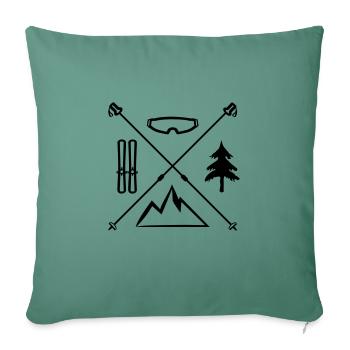 Ski Ski Tour Winter Cross Winter Snow Mountains - Sofa pillow with filling 45cm x 45cm - cypress green - Front