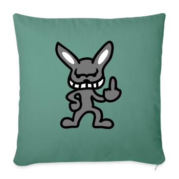 Frecher Hase zeigt Mittelfinger 3 - Sofakissen mit Füllung 45 x 45 cm - Tanngrün - Vorne
