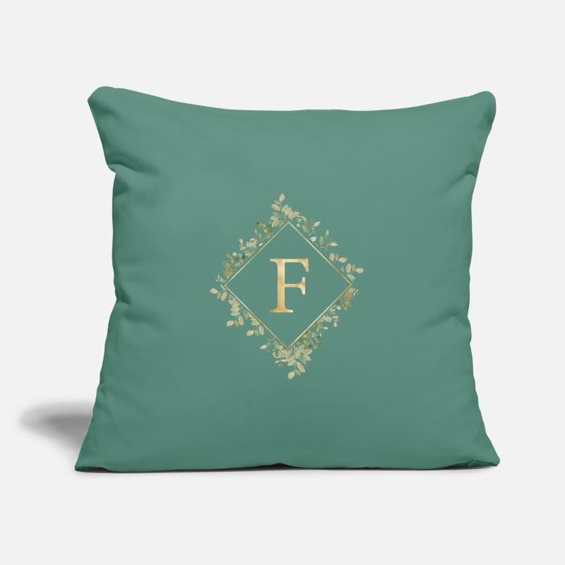 F Monogram Eucalyptus Wreath Sofa pillow with filling 45cm x 45cm