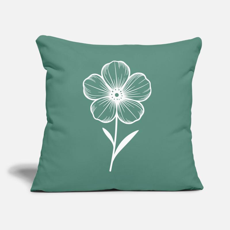 Fleur blanche graphique - variable de couleur Coussin et housse de 45 x 45 cm