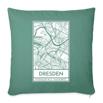 Dresden – City Stadtplan Map Karte (weiß) - Sofakissen mit Füllung 45 x 45 cm - Tanngrün - Vorne