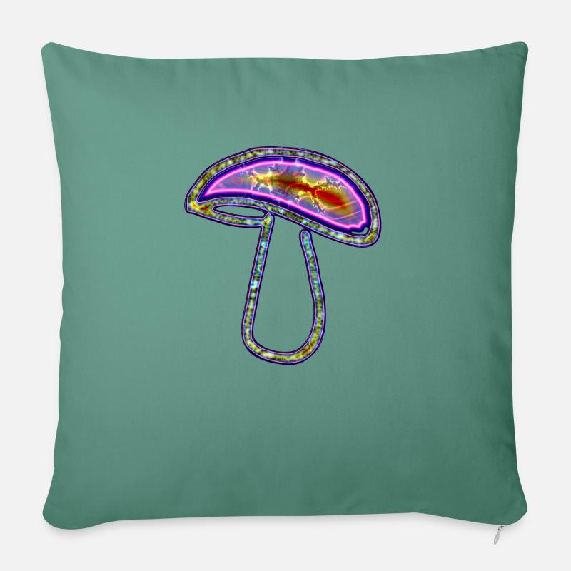 Champignons n° 02 - Design A - Coussin et housse de 45 x 45 cm - vert sapin