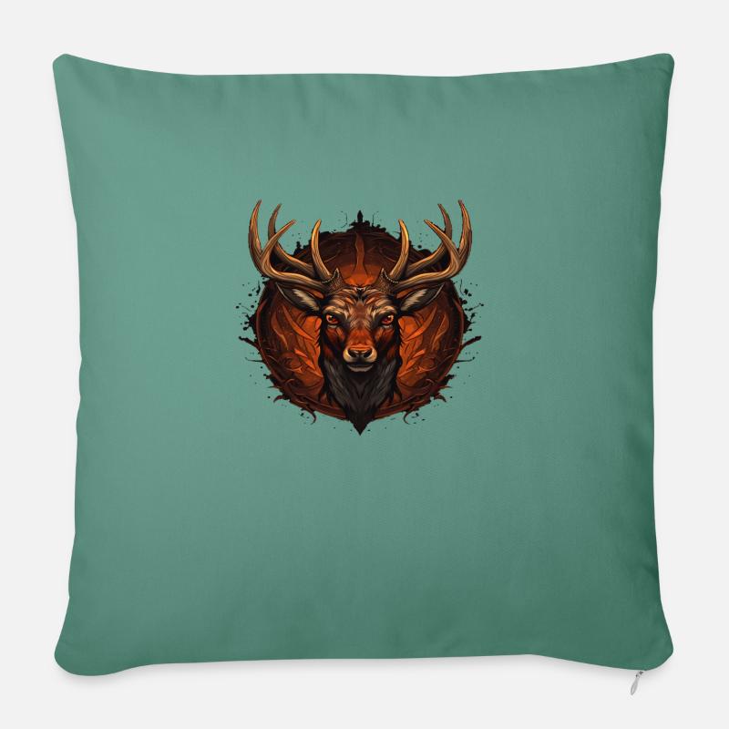 Deer head 1 - Coussin et housse de 45 x 45 cm - vert sapin