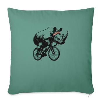 Rhinocéros à vélo - Coussin et housse de 45 x 45 cm - vert sapin - Devant