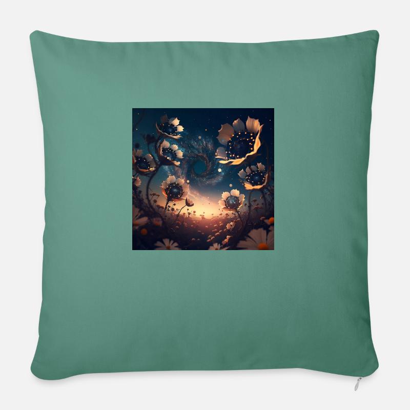 Science-Fiction-Blumen - Sofakissen mit Füllung 45 x 45 cm - Tanngrün