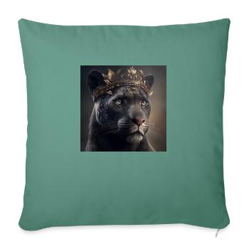 LION avec KRONE, KING, art moderne, design - Coussin et housse de 45 x 45 cm - vert sapin - Devant