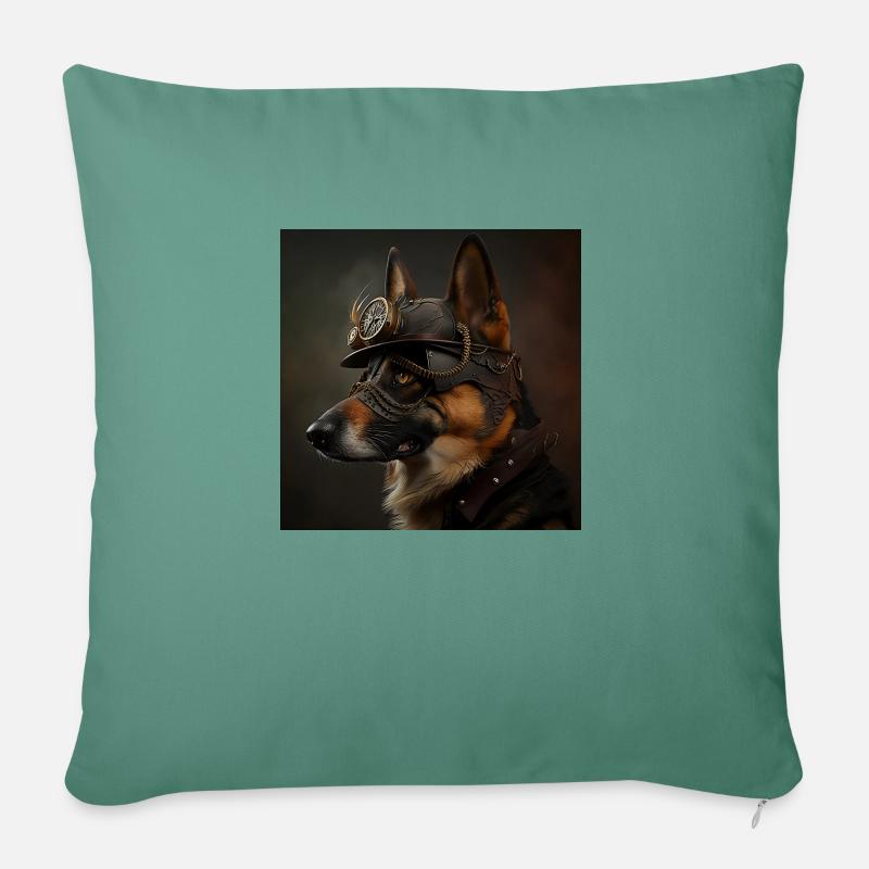 Schaferhund Steampunk - Sofakissen mit Füllung 45 x 45 cm - Tanngrün