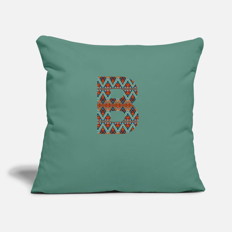 Buchstabe B- Boho-Design, buntes Monogramm Sofakissen mit Füllung 45 x 45 cm