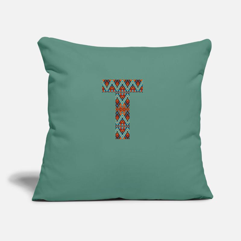 Buchstabe T-Boho-Design, buntes Monogramm Sofakissen mit Füllung 45 x 45 cm