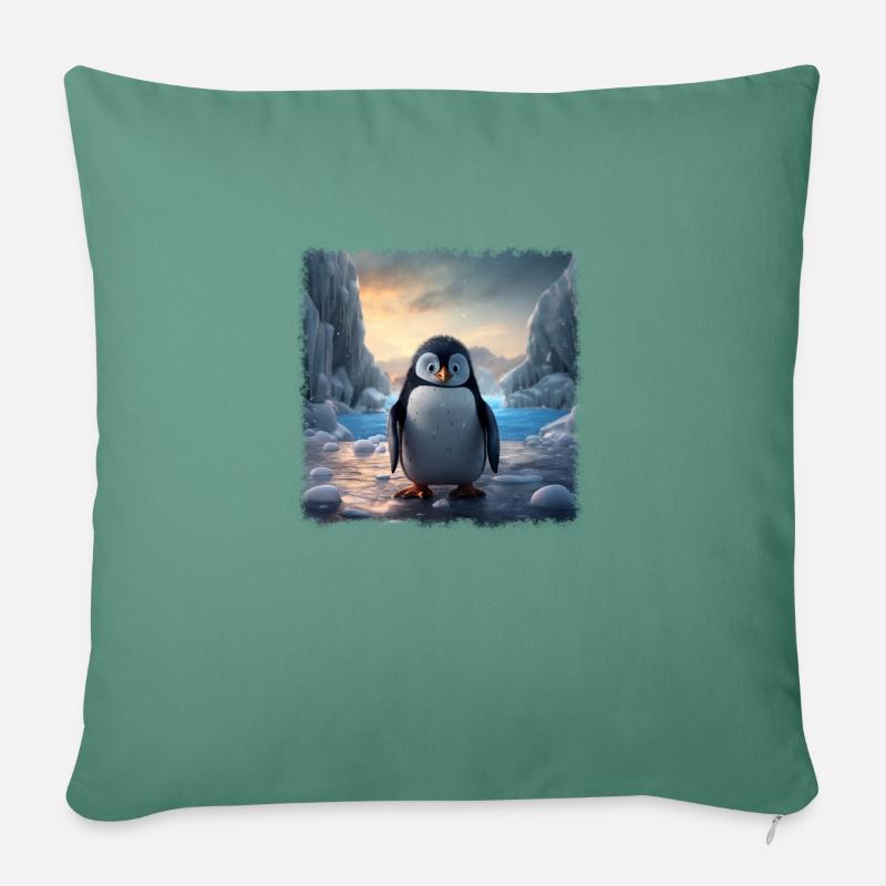 Süßer Pinguin - Sofakissen mit Füllung 45 x 45 cm - Tanngrün