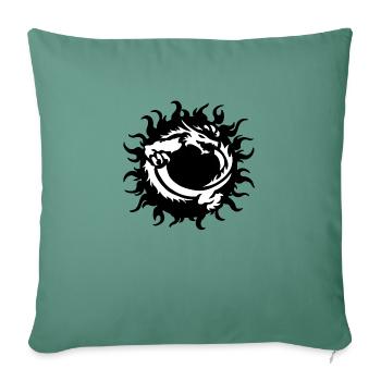 dragon16 noir fond blanc - Coussin et housse de 45 x 45 cm - vert sapin - Devant