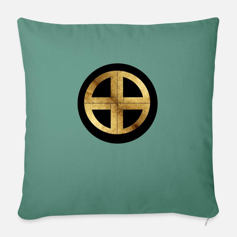 Celtic14 black background parchment - Sofa pillow with filling 45cm x 45cm - cypress green