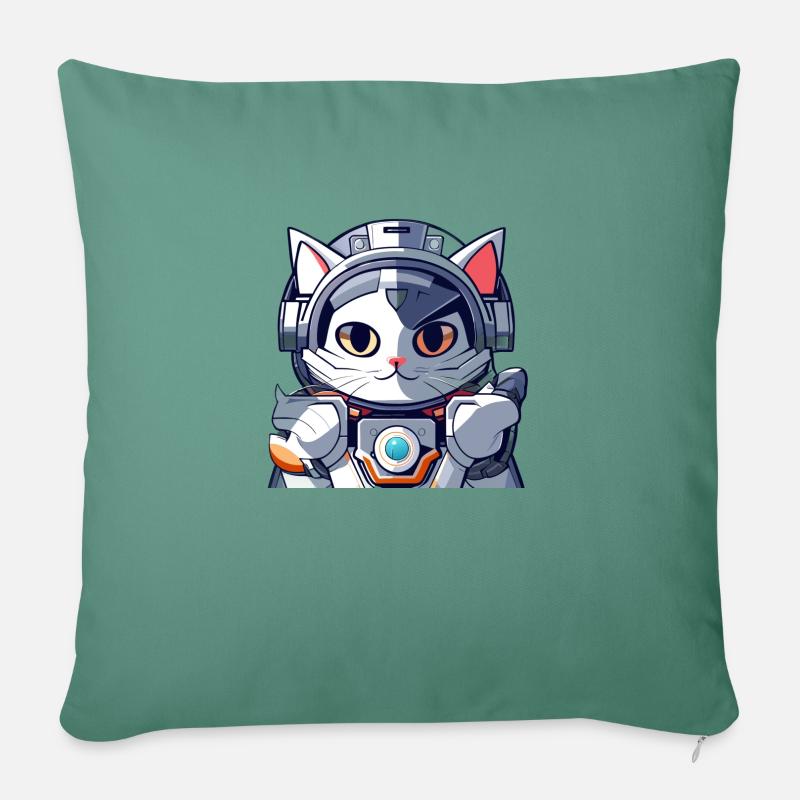 robot cat 1 - Sofakissen mit Füllung 45 x 45 cm - Tanngrün