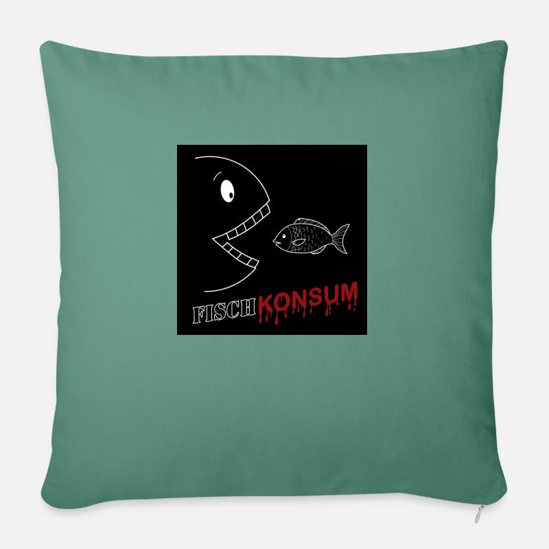 Fischkonsum - Sofakissen mit Füllung 45 x 45 cm - Tanngrün