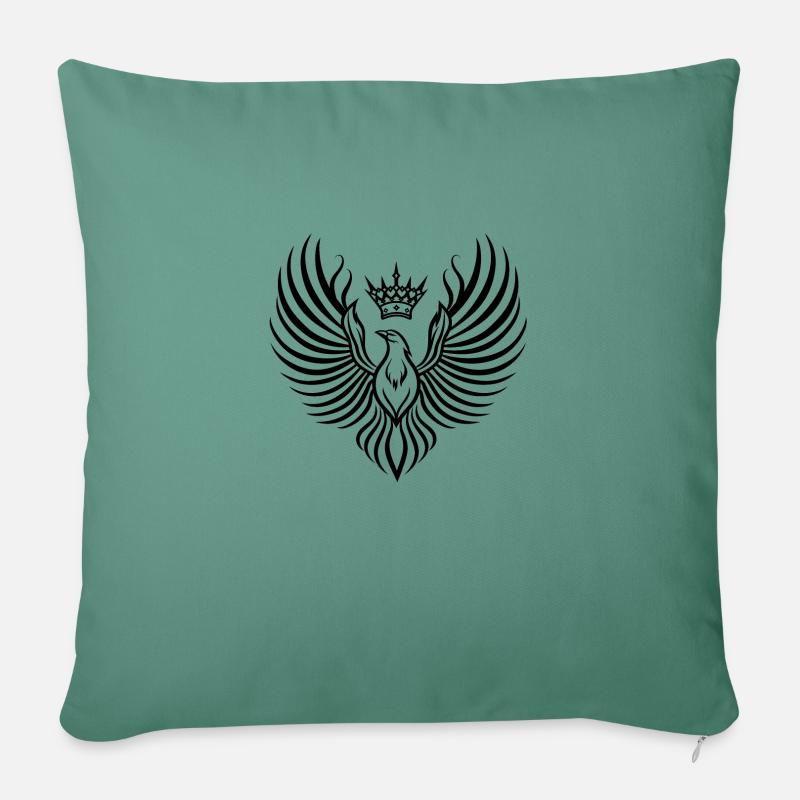 Phoenix mit schwebender Krone - Sofakissen mit Füllung 45 x 45 cm - Tanngrün