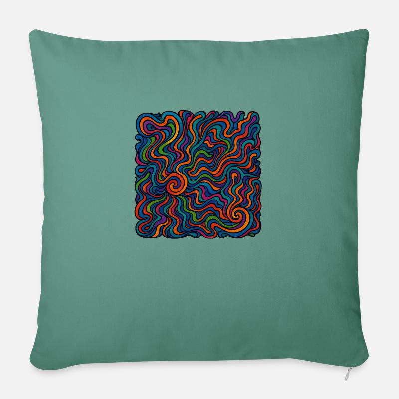Psychedelic graphics - Sofa pillow with filling 45cm x 45cm - cypress green