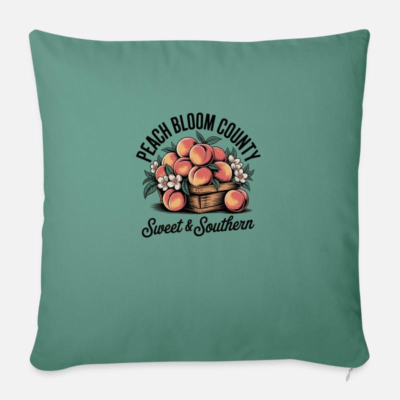 Peach Bloom County - Vintage Rétro - Coussin et housse de 45 x 45 cm - vert sapin