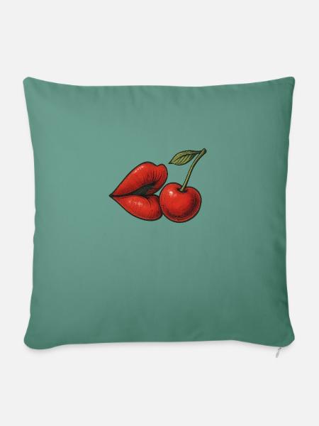 Cherry Kiss - Sofakissen mit Füllung 45 x 45 cm - Tanngrün