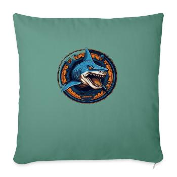 shark fish head 7 - Sofa pillow with filling 45cm x 45cm - cypress green - Front