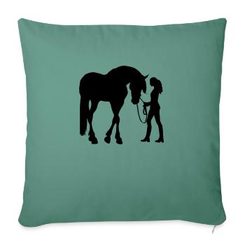 Frau Mit Pferd Silhouette Vertrauen - Sofakissen mit Füllung 45 x 45 cm - Tanngrün - Vorne