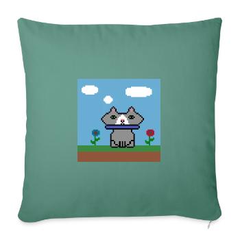 pixel chaton - Coussin et housse de 45 x 45 cm - vert sapin - Devant