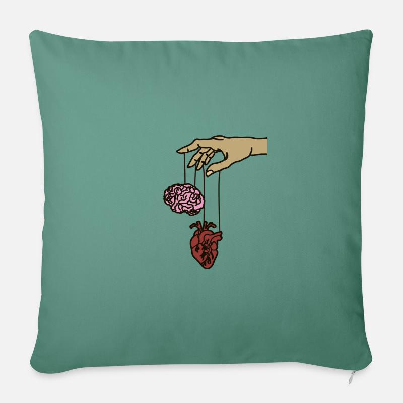 Brain or heart! - Sofa pillow with filling 45cm x 45cm - cypress green