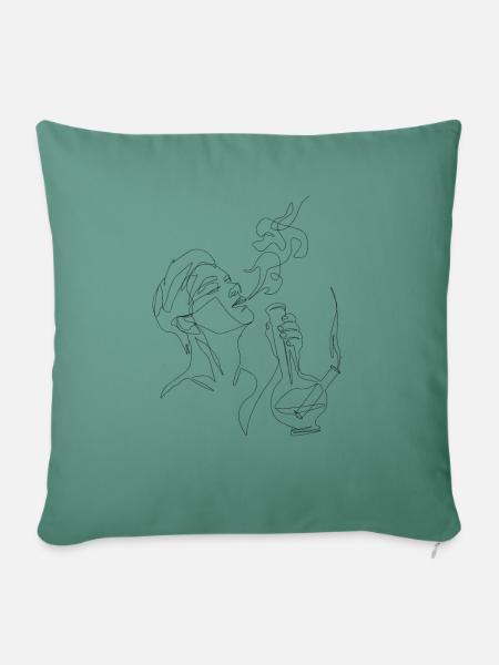 Smoke Bong lineart schwarz - Sofakissen mit Füllung 45 x 45 cm - Tanngrün