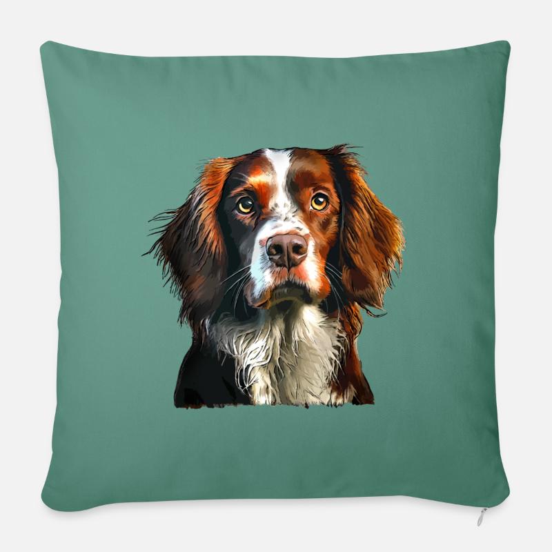 Brittany Spaniel - Sofa pillow with filling 45cm x 45cm - cypress green