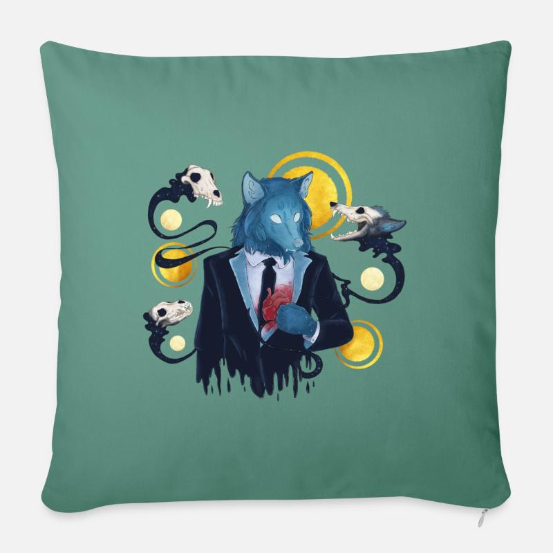 Blue Ink Spirits - Ein Wolfsherzflüstern - Sofakissen mit Füllung 45 x 45 cm - Tanngrün