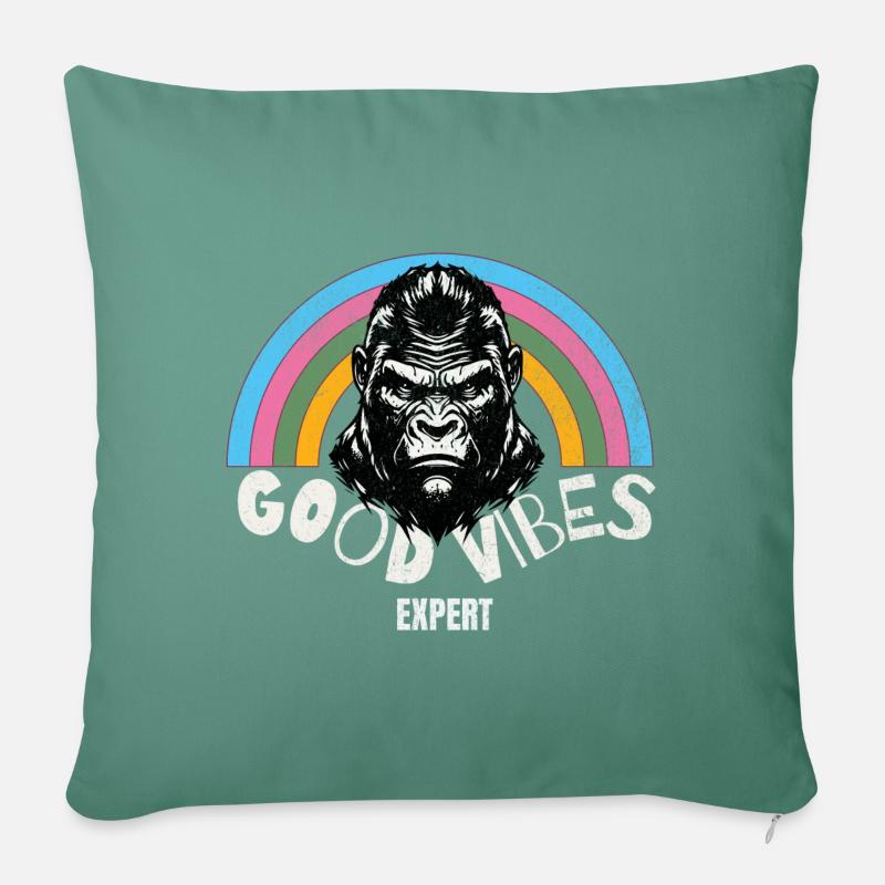 Experte für gute Laune im Gorilla - Sofakissen mit Füllung 45 x 45 cm - Tanngrün
