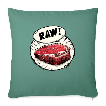 Steak juteux - cru et délicieux - Coussin et housse de 45 x 45 cm - vert sapin - Devant